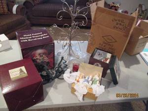 lot 146 image: Storage tote full of Christmas figures and decor