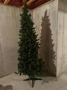 lot 222 image: 6.5ft Prelit artificial Christmas tree and stand