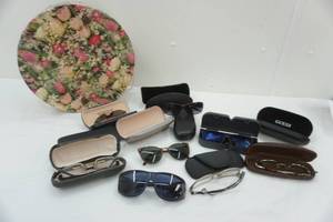 lot 14 image: Rose Design Hat Box and a Variety of Sunglasses, and cases