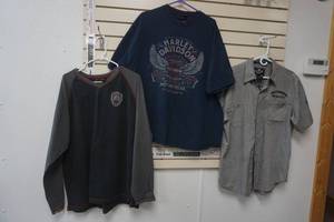 lot 107 image: 3 Harley Shirts
