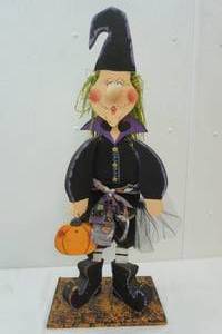 lot 114 image: Halloween Wooden Witch Decor 29.5 tall