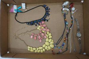 lot 34 image: Costume Jewelry Rings, Bracelets, watch and necklaces