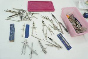 lot 50 image: Pink Plastic Container filled with Architecture Protractors
