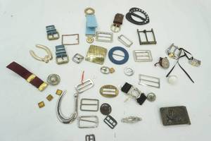 lot 57 image: Variety of Used Belt Buckles & Buttons