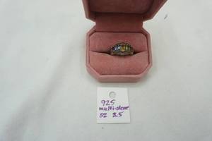 lot 74 image: 925 Sterling Silver Multi Colored Ring Size 8.5