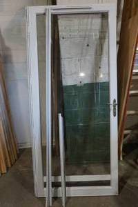 lot 211 image: Full glass Prairie style storm door and hardware