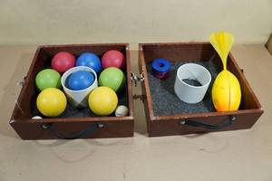 lot 124 image: Yard Games -Bocce Ball, Washer Toss, Football