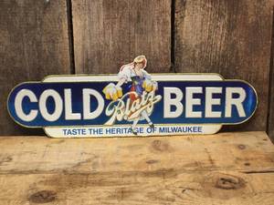 lot 139 image: Vintage Blatz Embossed Foil Sign