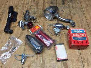 lot 185 image: Vintage Bicycle Items Including Miller Generator Lights