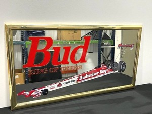 RARE Vintage 1990 Budweiser Beer Mirror Drag Racing Bar Sign (51 x 27.25) in Nice Condition