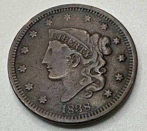lot 2 image: 1838 Large Cent Penny