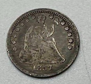 lot 5 image: 1857 Seated Liberty Half Dime