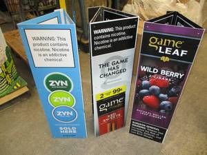 lot 187 image: 3 Nicotine and Tobacco Product Signs