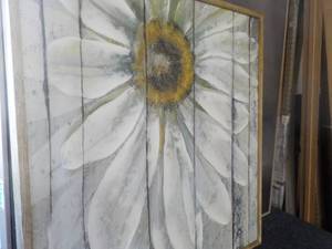 lot 9 image: 27 Square Like New Canvas Flower Framed Picture