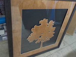 lot 10 image: Cherry Veneer Tree Framed Picture 22 square