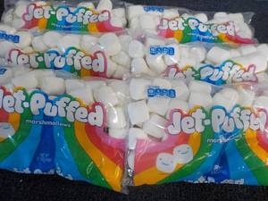 lot 70 image: 6 x 12 oz Bags Jet Puffed Marshmallows - past best date but still soft