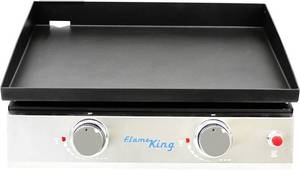 Flame King Propane Tabletop Heavy Duty Flat Top Cast Iron Grill Station