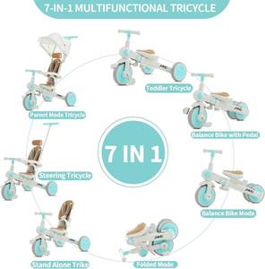 JMMD Baby Tricycle 7-in-1 Multifunctional Kids Trike