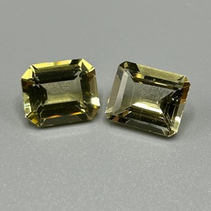 10 Carat Green-Yellow Lemon-Lime Quartz Rectangular Emerald Cut - Set of 2 Loose Stones