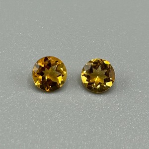 0.83 Carat Citrine Round Faceted Cut - Set of 2 Loose Stones