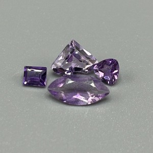 1.90 Carat Amethyst Mixed Cut - Assorted Set of 4 Loose Stones, Various Sizes & Shapes