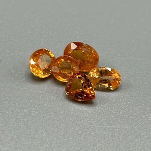 4.70 Carat Spessartite Garnet Mixed Cut Set of 5 Loose Stones, Various Sizes & Shapes