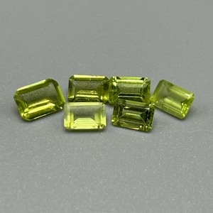 3.70 Carat Peridot Rectangular Emerald Step Cut - Set of 6 Loose Stones