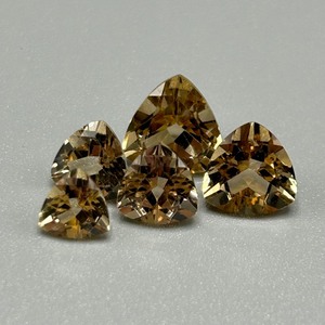 7.50 Carat Smoky Quartz Triangular Trillion Faceted Cut - Assorted Set of 5 Loose Stones, Various Sizes