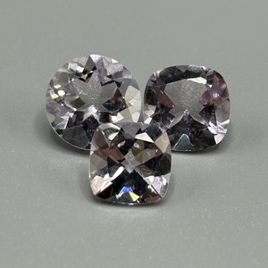 10.70 Carat Grayish-Purple Amethyst Mixed Cut - Set of 3 Loose Stones, Various Sizes & Shapes