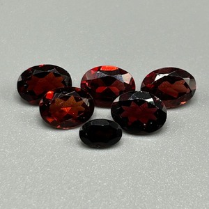 8 Carat Garnet Oval Faceted Cut - Assorted Set of 6 Loose Stones, Various Sizes
