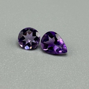 2.50 Carat Amethyst Round Faceted & Pear Shape - Set of 2 Loose Stones