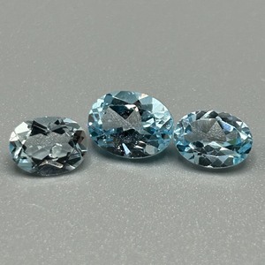 4.80 Carat Blue Topaz Oval Faceted Cut - Set of 3 Loose Stones