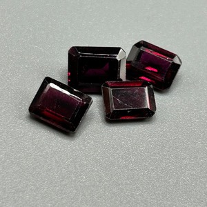 9.40 Carat Garnet Rectangular Emerald Step Cut - Set of 4 Loose Stones