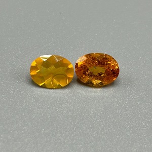 2.78 Carat Orange Jelly Opal &  Spessartite Garnet Oval Faceted Cut - Set of 2 Loose Stones