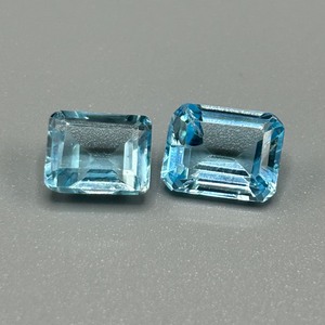 6.90 Carat Blue Topaz Emerald Step Cut - Set of 2 Loose Stones