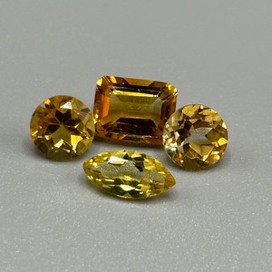 5.80 Carat Citrine Mixed Cut - Set of 4 Loose Stones, Assorted Sizes & Shapes