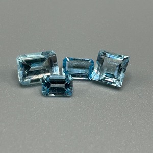 4.90 Carat Blue Topaz Mixed Step Cut - Assorted Set of 4 Loose Stones, Various Sizes & Shapes