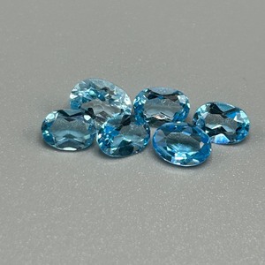 5.70 Carat Blue Topaz Oval Faceted Cut - Set of 6 Loose Stones