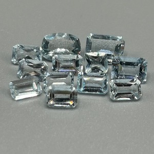 7.50 Carat Blue Topaz Mixed Cut - Assorted Set of 12 Loose Stones, Various Sizes & Shapes