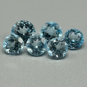 17.30 Carat Swiss Blue Topaz Round Faceted Cut - Set of 6 Loose Stones