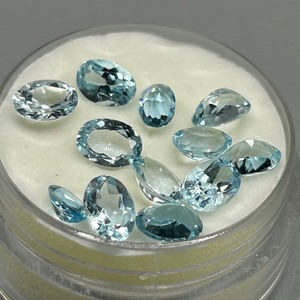 9.90 Carat Swiss Blue Topaz Oval Faceted Cut - Assorted Lot of Loose Stones, Various Sizes