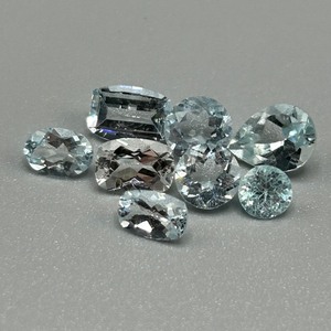 5 Carat Light Blue Stones Mixed Cut - Set of 8 Loose Stones, Various Sizes & Shapes