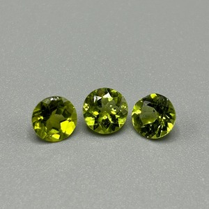 3.88 Carat Peridot Round Faceted Cut - Set of 3 Loose Stones
