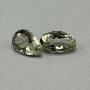 7.80 Carat Green Quartz Oval Faceted & Pear Faceted Cut - Set of 2 Loose Stones