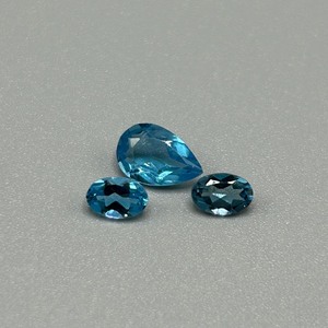 2.50 Carat Swiss Blue Topaz Pear & Oval Faceted Cut - Set of 3 Loose Stones