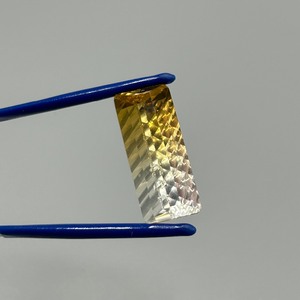 18.16 Carat Bi-Colored Citrine to Colorless Rock Crystal Quartz Fantasy Rectangular Cut