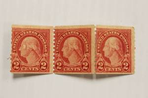 lot 44 image: 1894  2 Cents U.S. Postage George Washington Three Attached Stamps Rare Find
