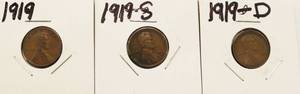 lot 49 image: 1919, 1919 - D, 1919 - S Wheat Back Pennies
