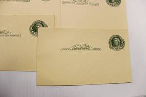 lot 76 image: One Cent Martha Washington United States Postal Reply Cards, Lot Of 4 Cards U.S. 1920s, Good Condition