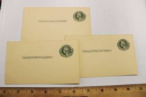 lot 77 image: One Cent Washington United States Postal Cards 1911  To 1915 Unused Lot Of 3 Reply Cards Good Condition